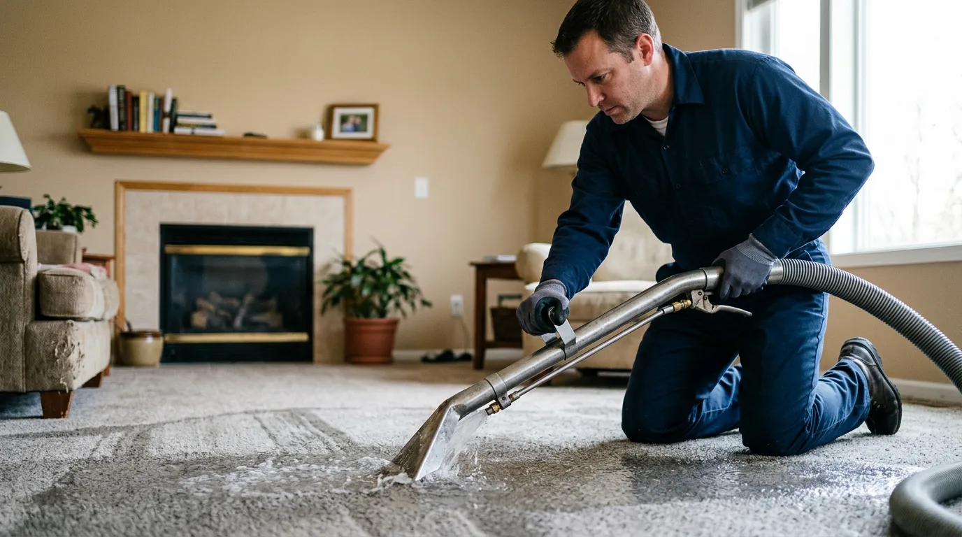 Water damage restoration technician working near Lumberton, NJ